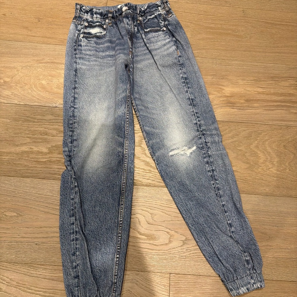 Rag & Bone Distressed Blue Ankle Jeans